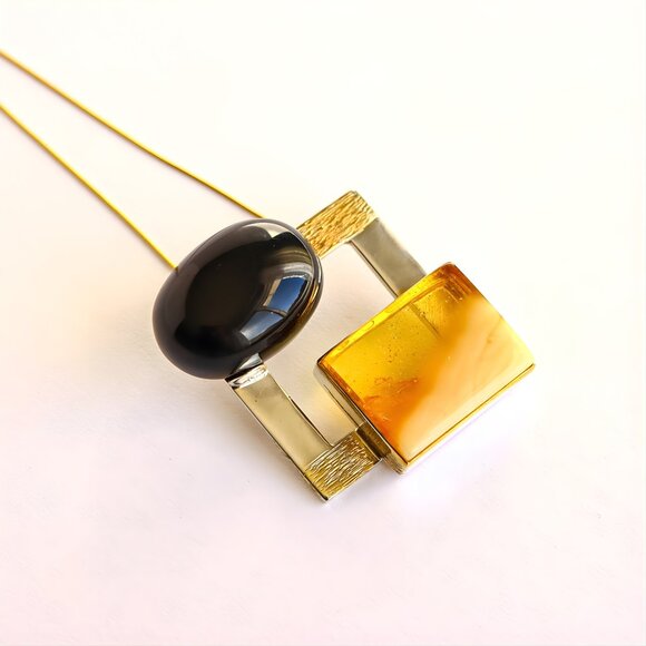 Baltic Amber Necklace- Handmade 14k Gold Plated Sterling Silver - Picture 6 of 6